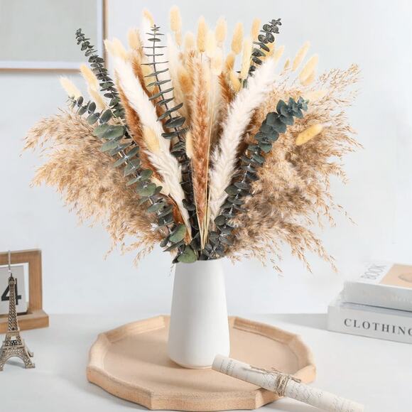 110 PCS Dried Pampas Grass Decor, Naturally Dried Pompas Bunny Tails (set of 2) - Picture 6 of 7